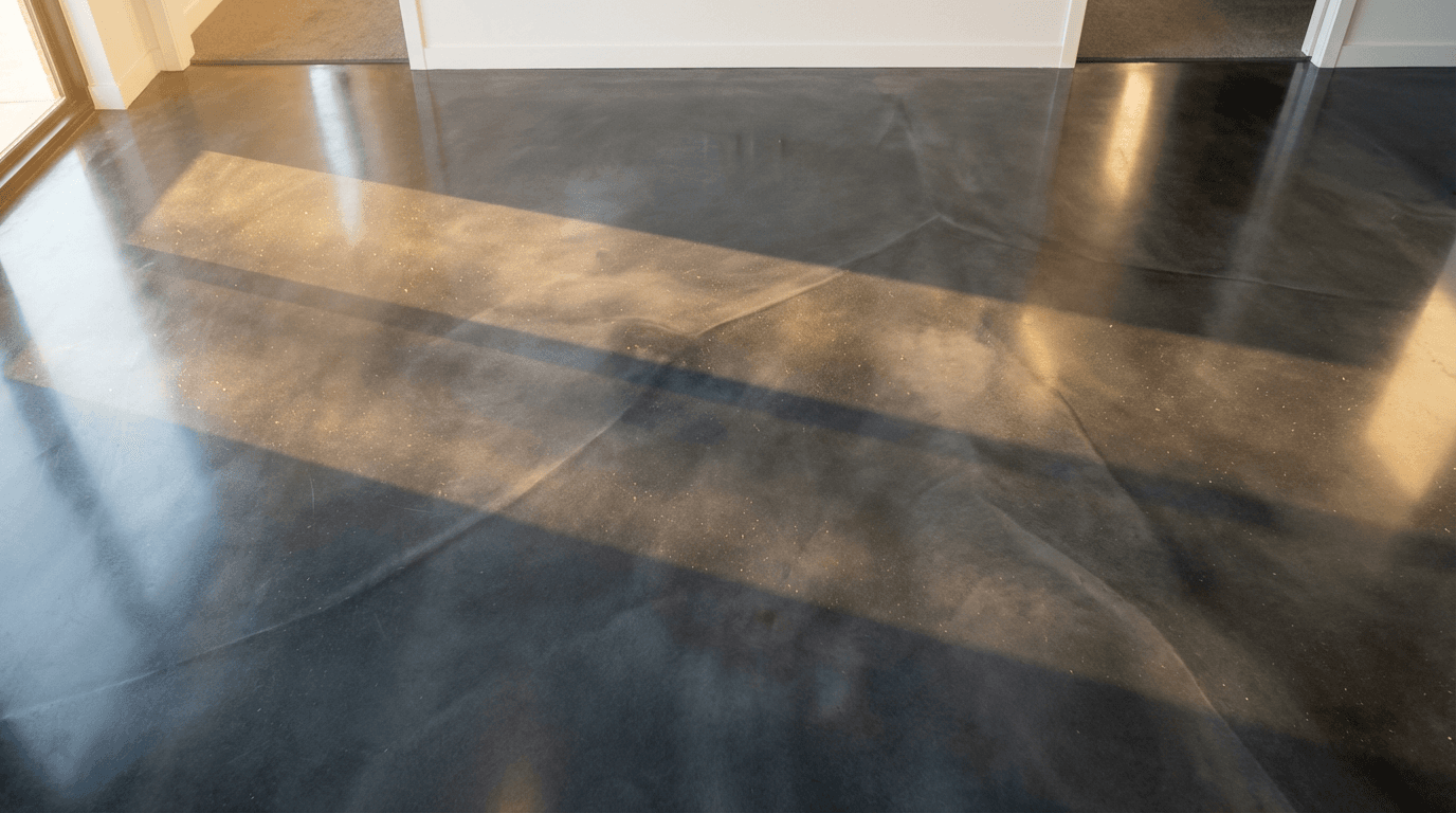 Contractor's clipboard with pricing breakdown for epoxy floor project